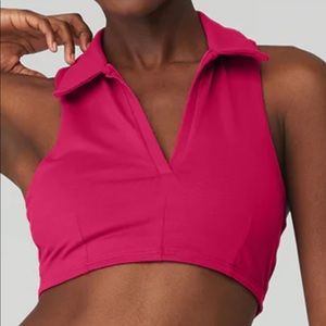 Alo Charmed Collar Tank- Magenta
